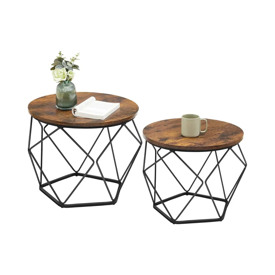 BOXED SONGMICS 2-PIECE ROUND COFFEE TABLES WITH REMOVABLE TOPS