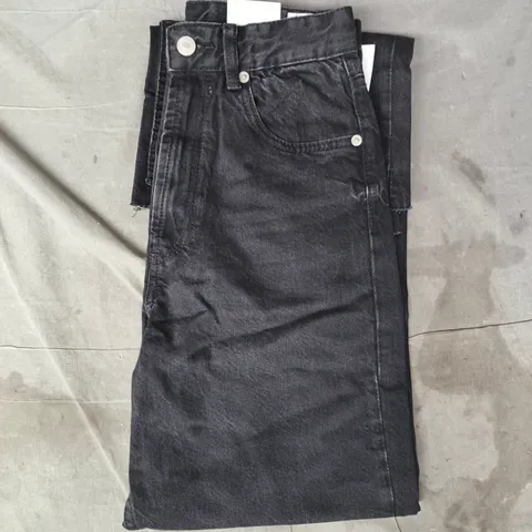 ZARA WIDE LEG HIGH RISE FULL LENGTH JEANS IN BLACK SIZE UK 10