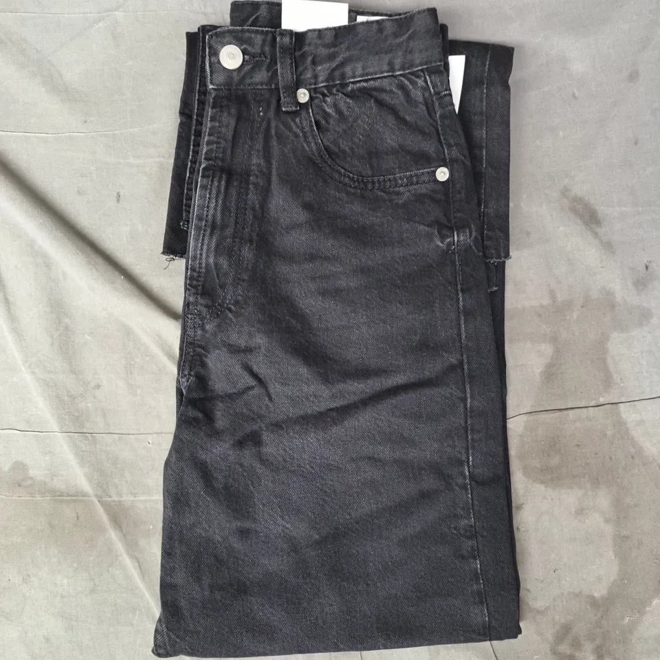 ZARA WIDE LEG HIGH RISE FULL LENGTH JEANS IN BLACK SIZE UK 10