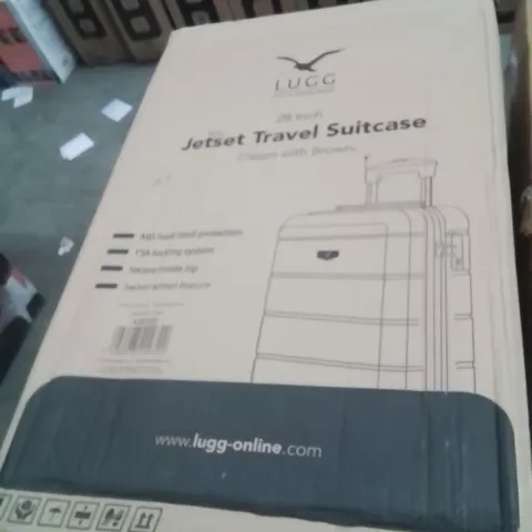 BOXED LUGG 28INCH JETSET TRAVEL SUITCASE CREAM AND BROWN 