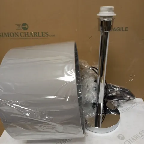 DESIGNER TABLE LAMP - CHROME FINISH, GREY SHADE