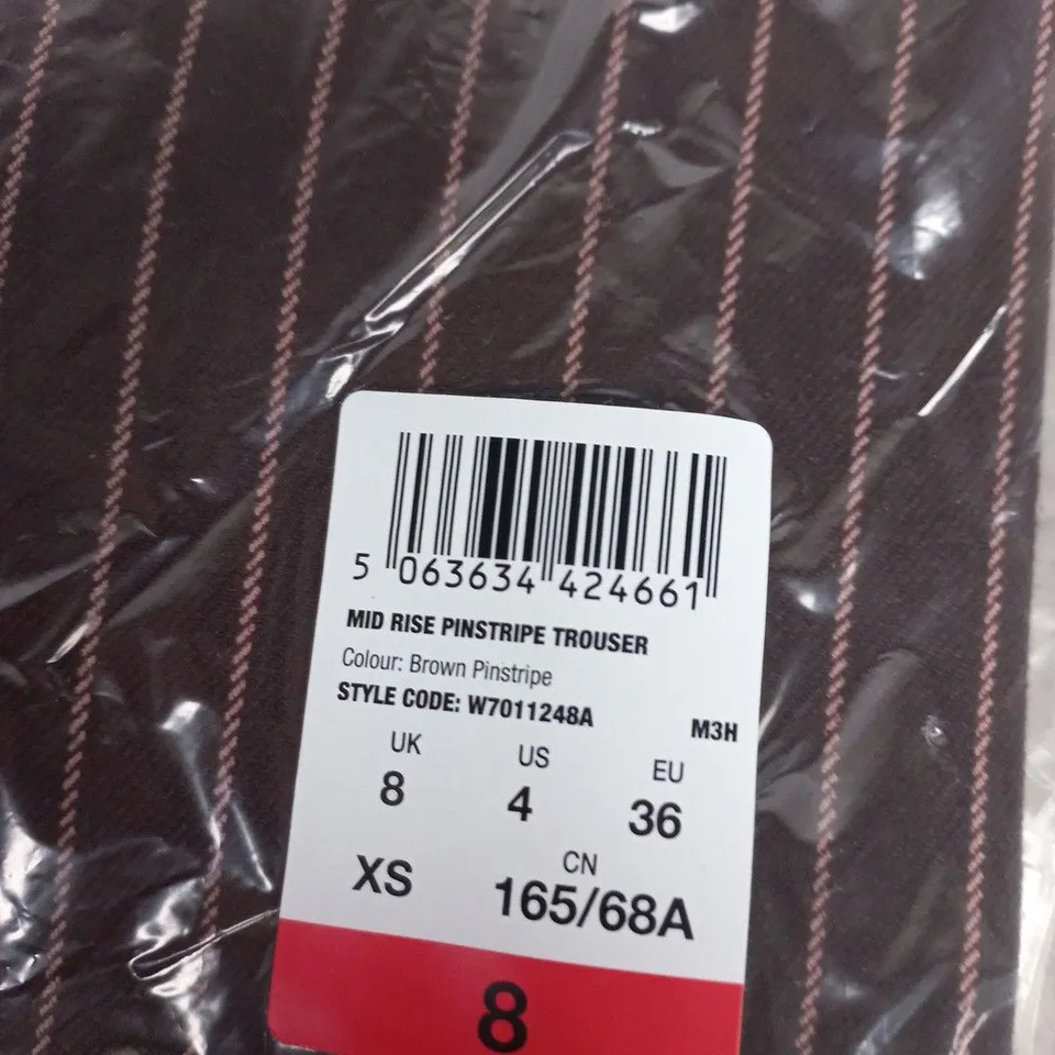 SUPERDRY WOMEN'S MID RISE PINSTRIPE TROUSERS – BROWN, UK 8