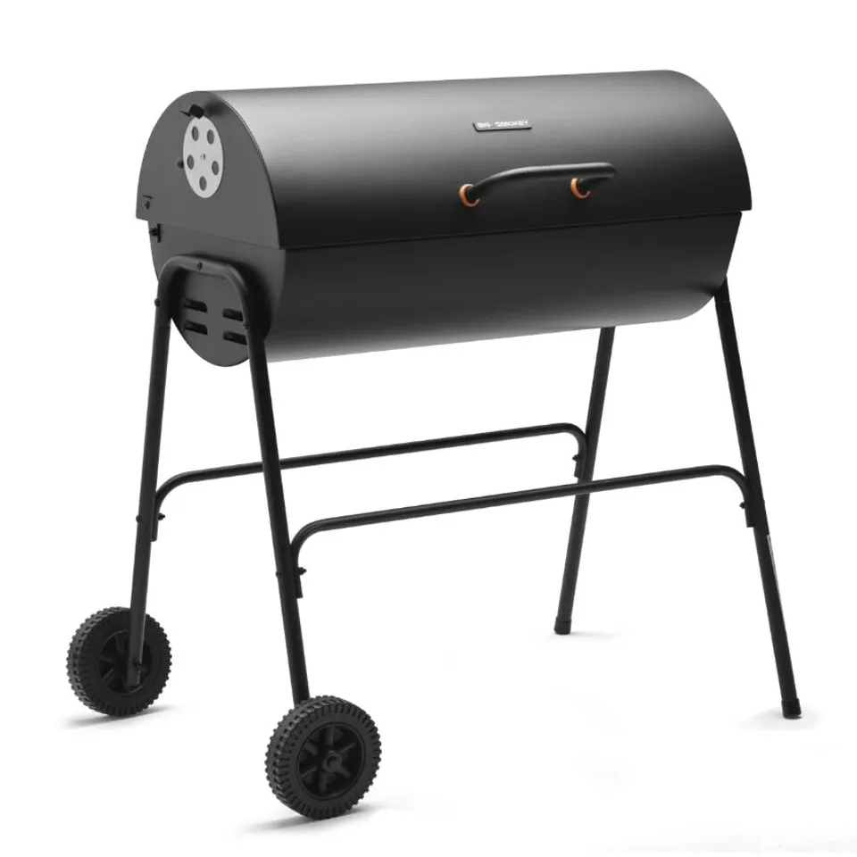 BOXED BIG SMOKEY CHARCOAL BARREL BBQ – PORTABLE BARBECUE WITH WARMING RACK, BLACK