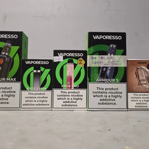BOX OF APPROXIMATELY 18 ASSORTED E-CIGARETTES PRODUCTS TO INCLUDE - VAPORESSO, ASIRE
