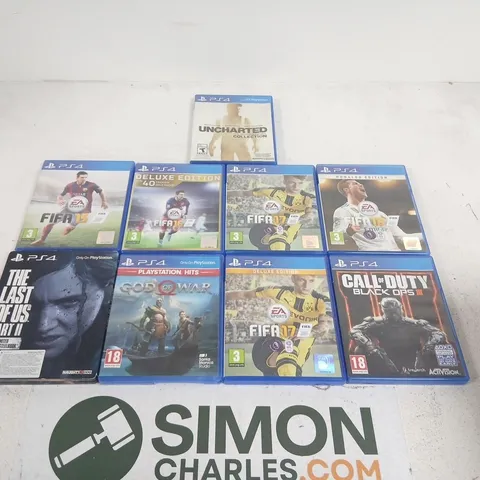 PLAYSTATION 4 GAME BUNDLE – FIFA 15/16/17, UNCHARTED COLLECTION, THE LAST OF US PART II, GOD OF WAR, CALL OF DUTY: BLACK OPS III, RONALDO EDITION