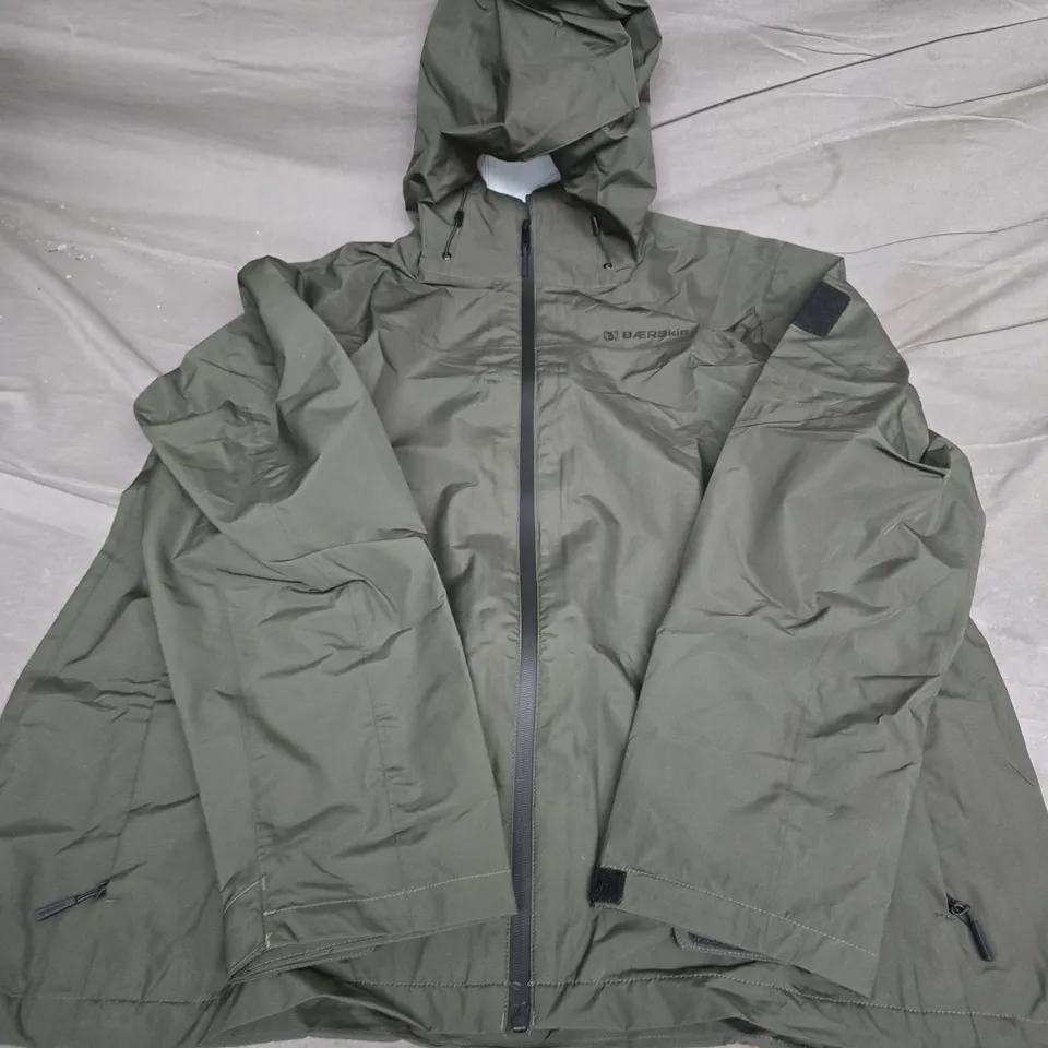 BAERSKIN RAIN JACKET IN DARK GREEN - XL
