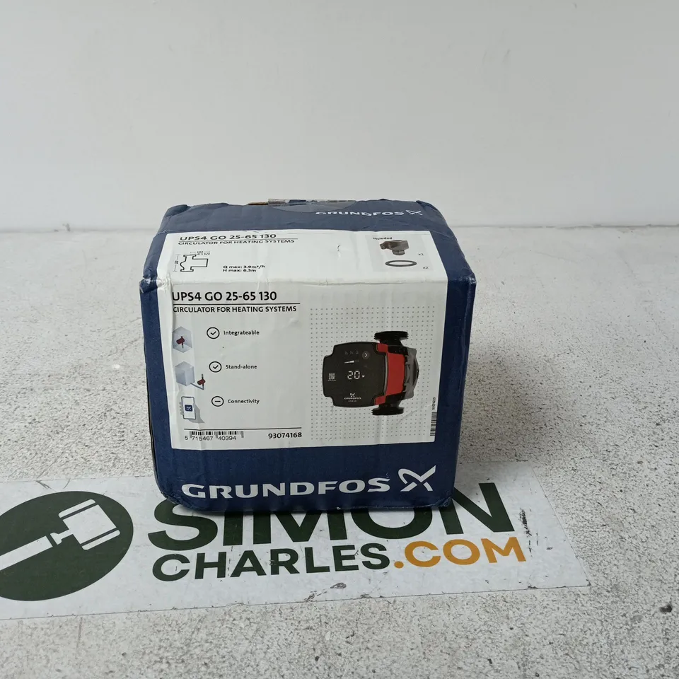 GRUNDFOS UPS4 GO 25-65 130 CIRCULATOR FOR HEATING SYSTEMS – BOXED