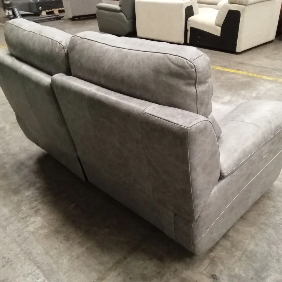 QUALITY DESIGNER ITALIAN MADE PATRIZIO 2 SEATER ELECTRIC RECLINER LEATHER SOFA - FOSSIL