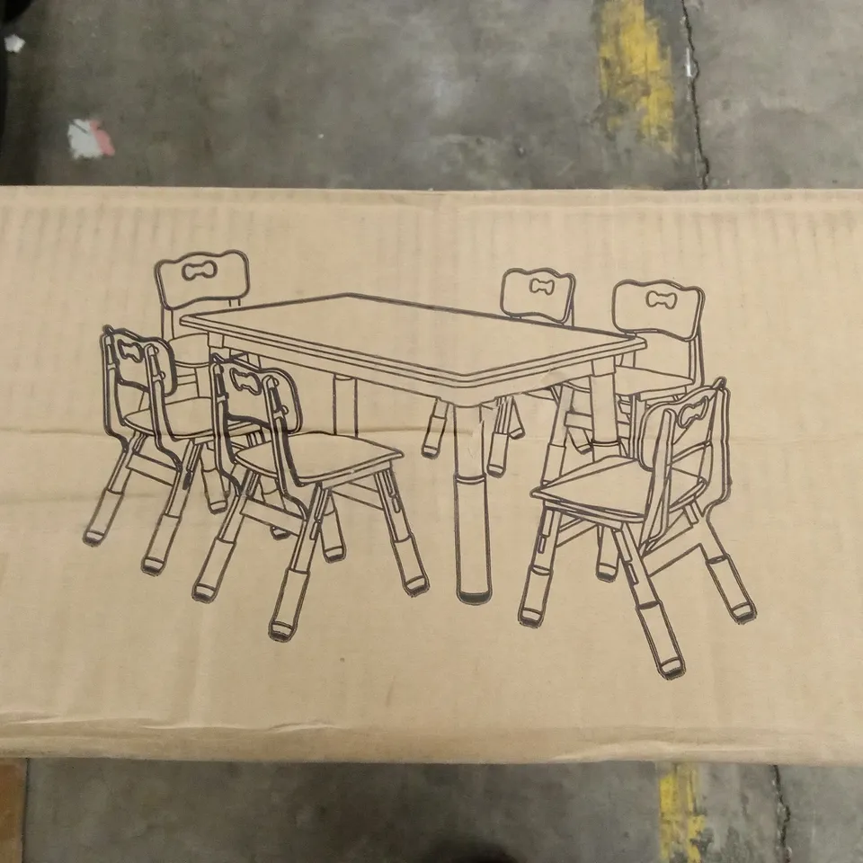 BOXED KIDS TABLE AND 6 CHAIRS SET