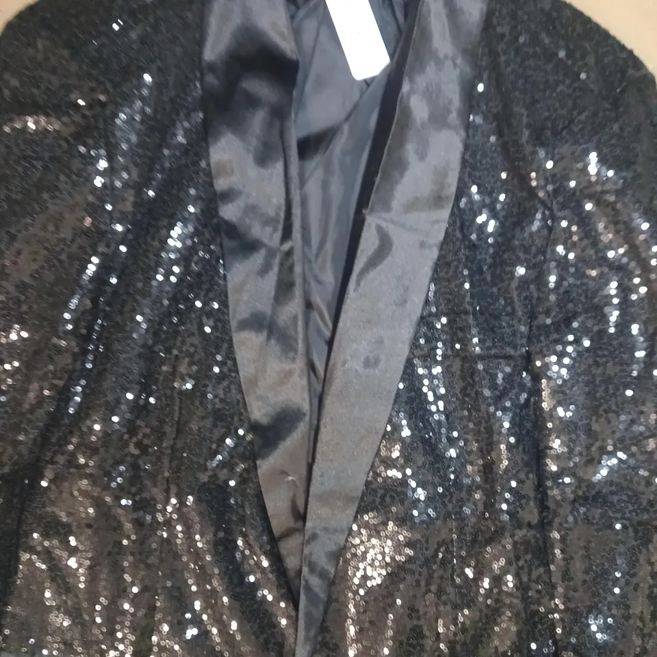 TIA BING SEQUIN BLAZER IN BLACK SIZE L