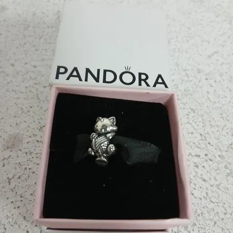 PANDORA CHARM – SILVER-TONE CAT FIGURE, BOXED