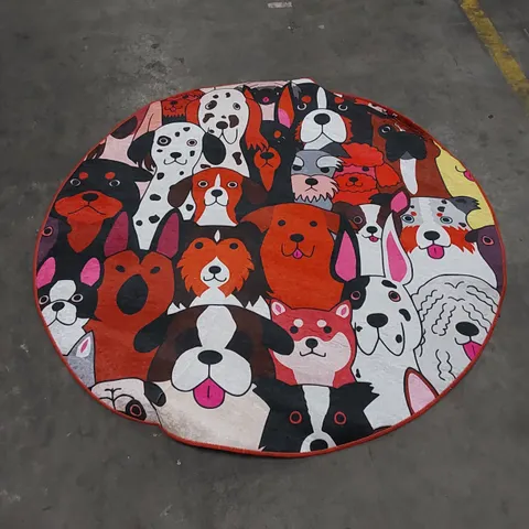 CHILAI HOME DOG THEMED ROUND 140cm BATHROOM MAT