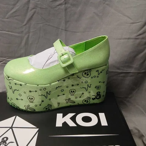 KOI X DUNGEONS AND DRAGONS GLABAGOOL GELATINOUS CUBE WEDGE MARY JANES – GREEN UK SIZE 6
