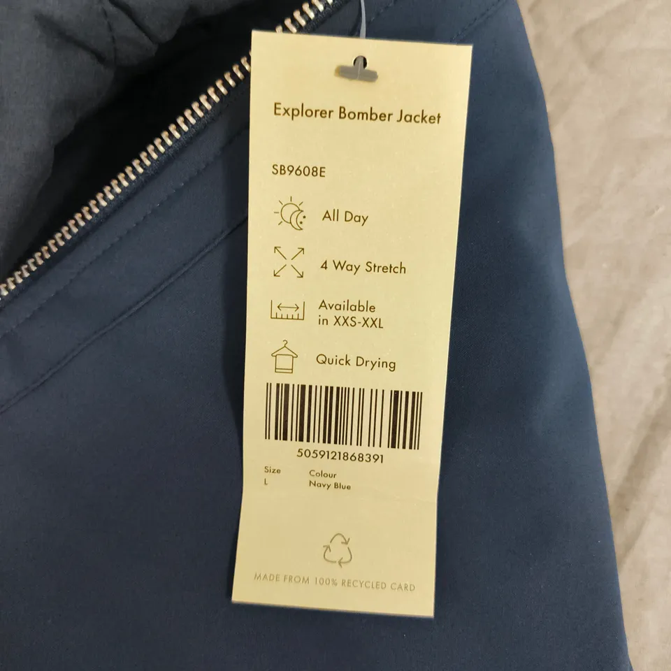 SWEATY BETTY EXPLORER BOMBER JACKET – UK L, NAVY BLUE (SB9608E)
