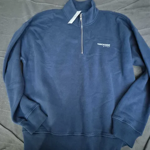 ABERCROMBIE & FITCH QUARTER ZIP IN NAVY - SMALL