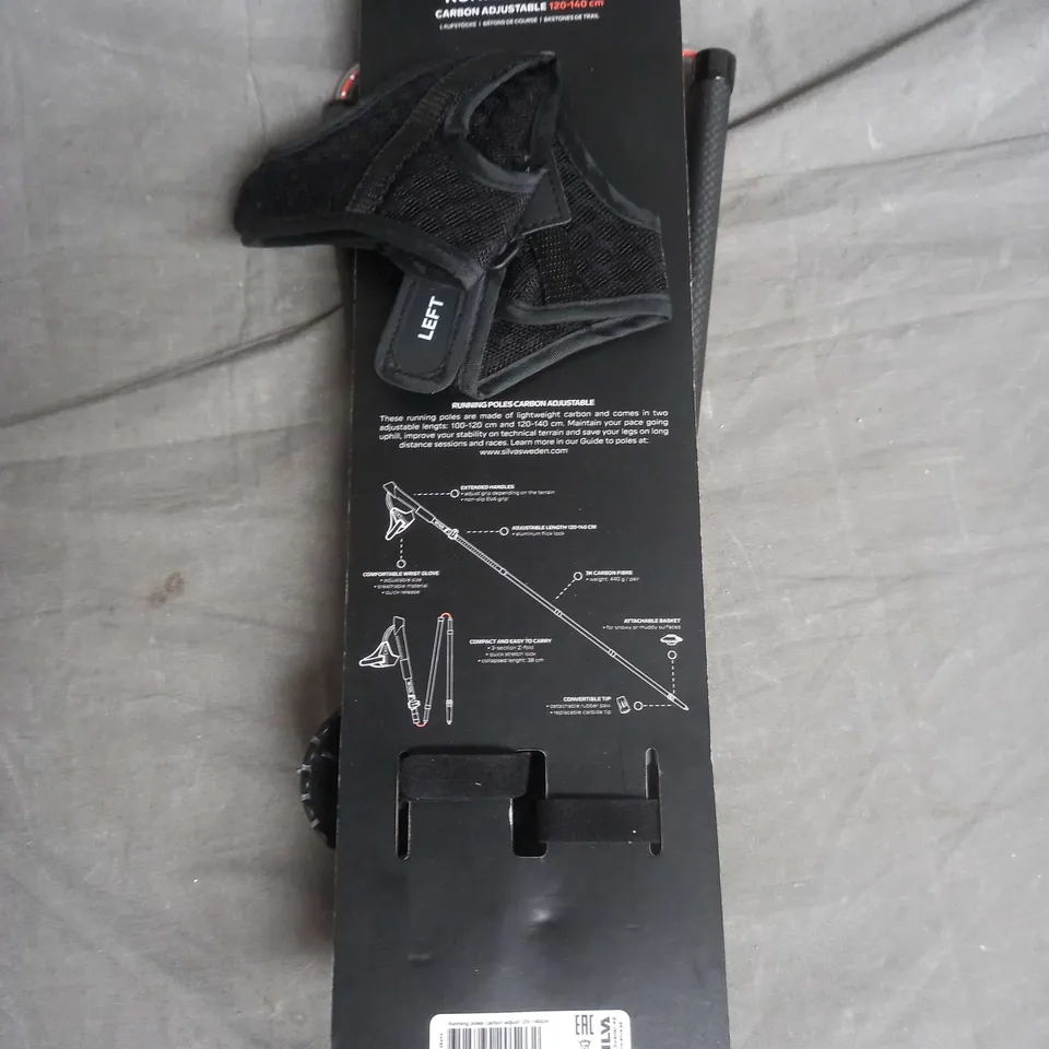 SILVA RUNNING POLES CARBON ADJUSTABLE 120-140CM IN BLACK