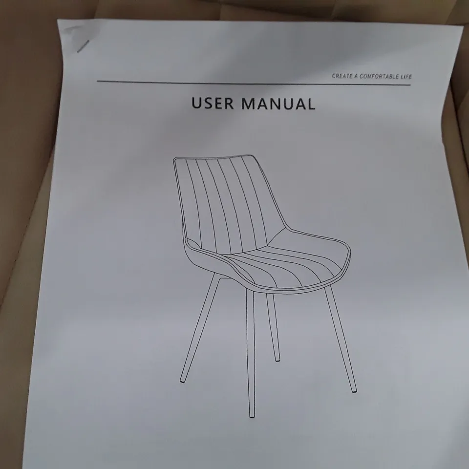 BOXED SET OF 2 UPHOLSTERED FAUX LEATHER DINING CHAIRS - KHAKI (1 BOX)