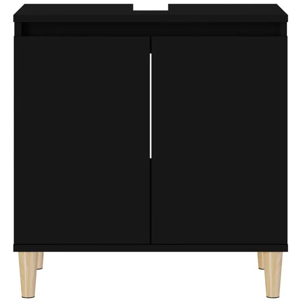 BOXED SAAJAN 58CM SINGLE BATHROOM VANITY BASE ONLY - BLACK (1 BOX)