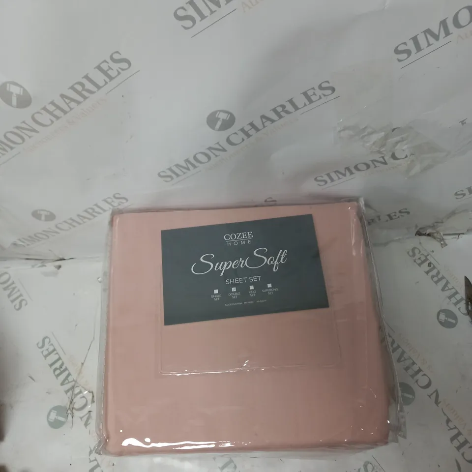 SUPERSOFT BY COZEE HOME FIITTED SHEETS IN ROSE SMOKE - DOUBLE 