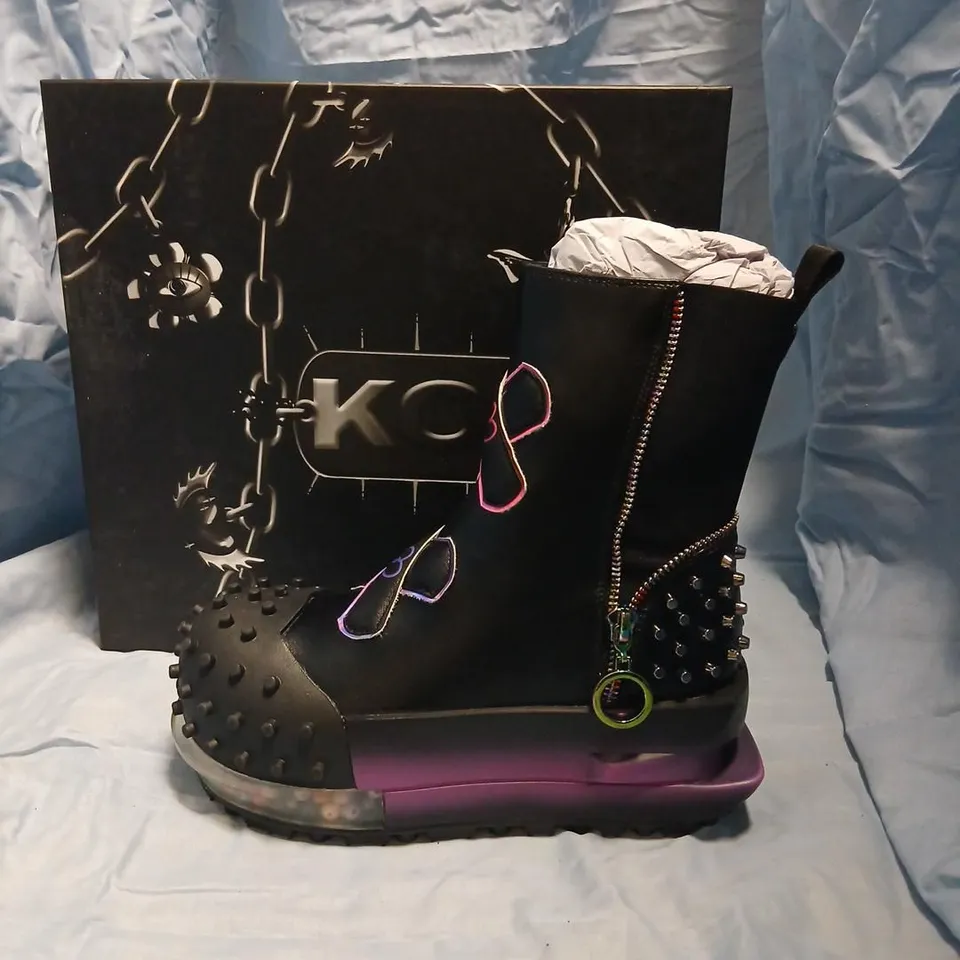 KOI CYBERPUNK BOOTS - BLACK, UK 3 (WOMEN) – STUDDED, SIDE ZIP