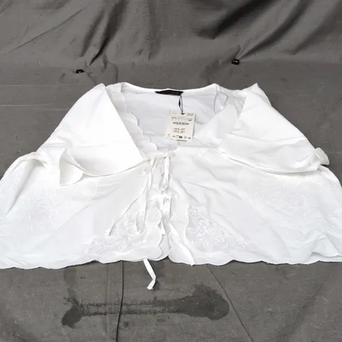 ZARA WHITE LACE-DETAIL BLOUSE, WOMEN'S, XXL