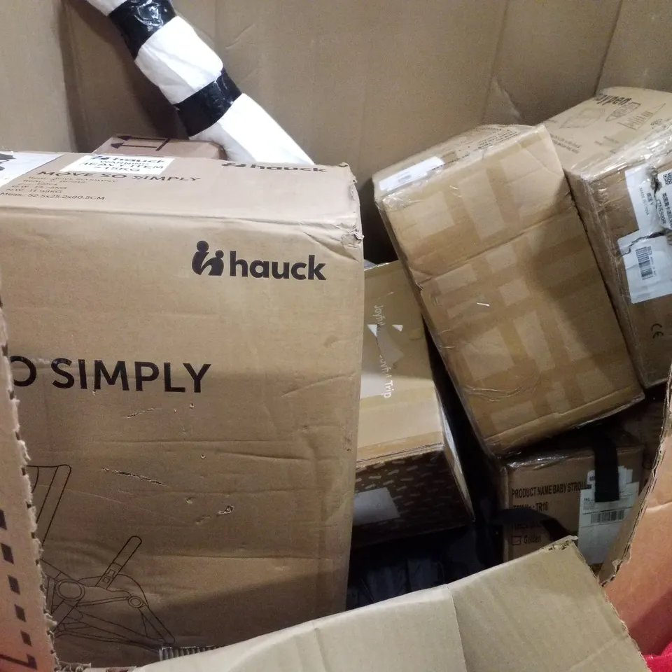 PALLET CONTAINING ASSORTED PRODUCTS INCLUDING PLAYPEN, STROLLER, ACTIVITY WALKER & RATTAN BABY WALKER