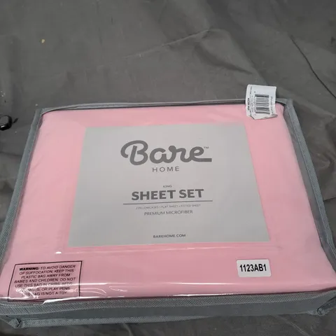 BARE HOME SHEET SET - PINK - KING SIZE