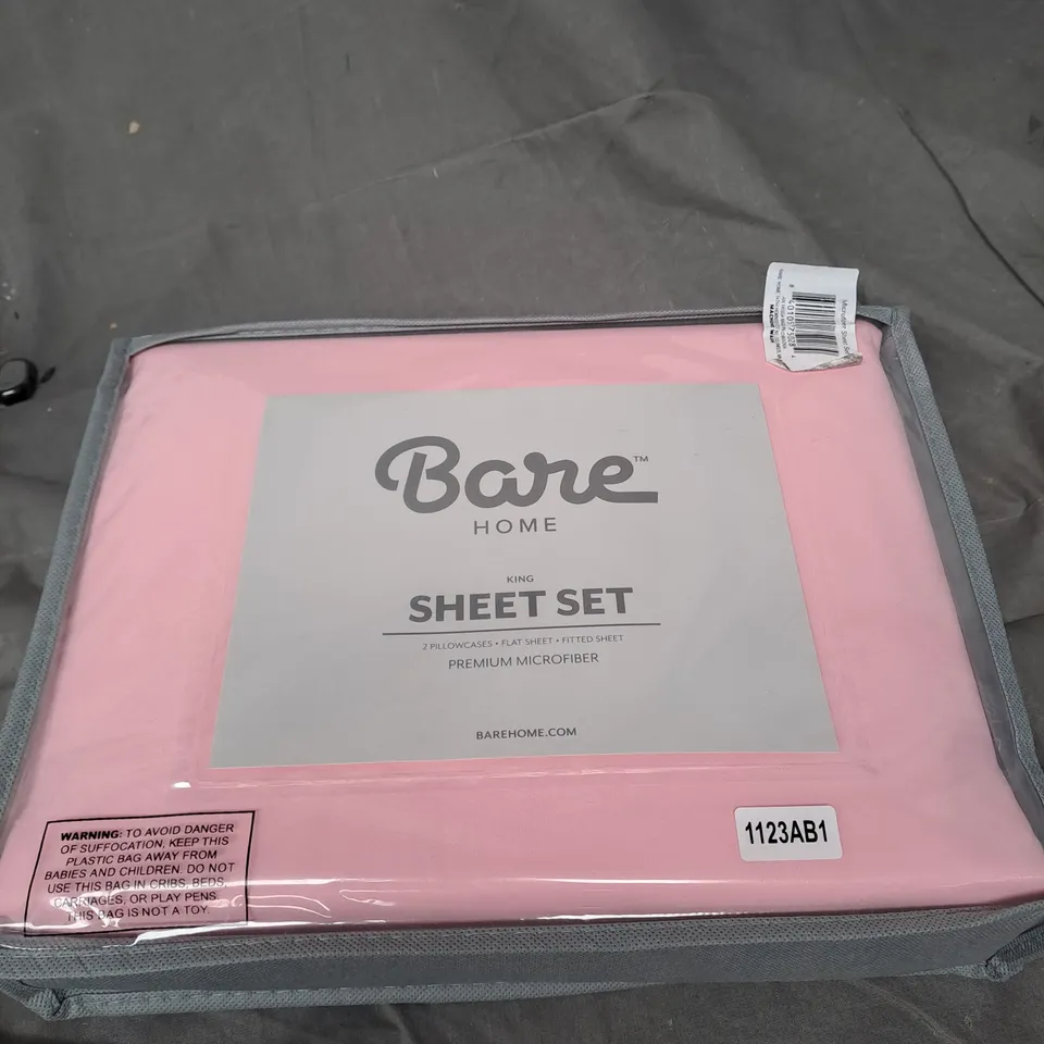 BARE HOME SHEET SET - PINK - KING SIZE