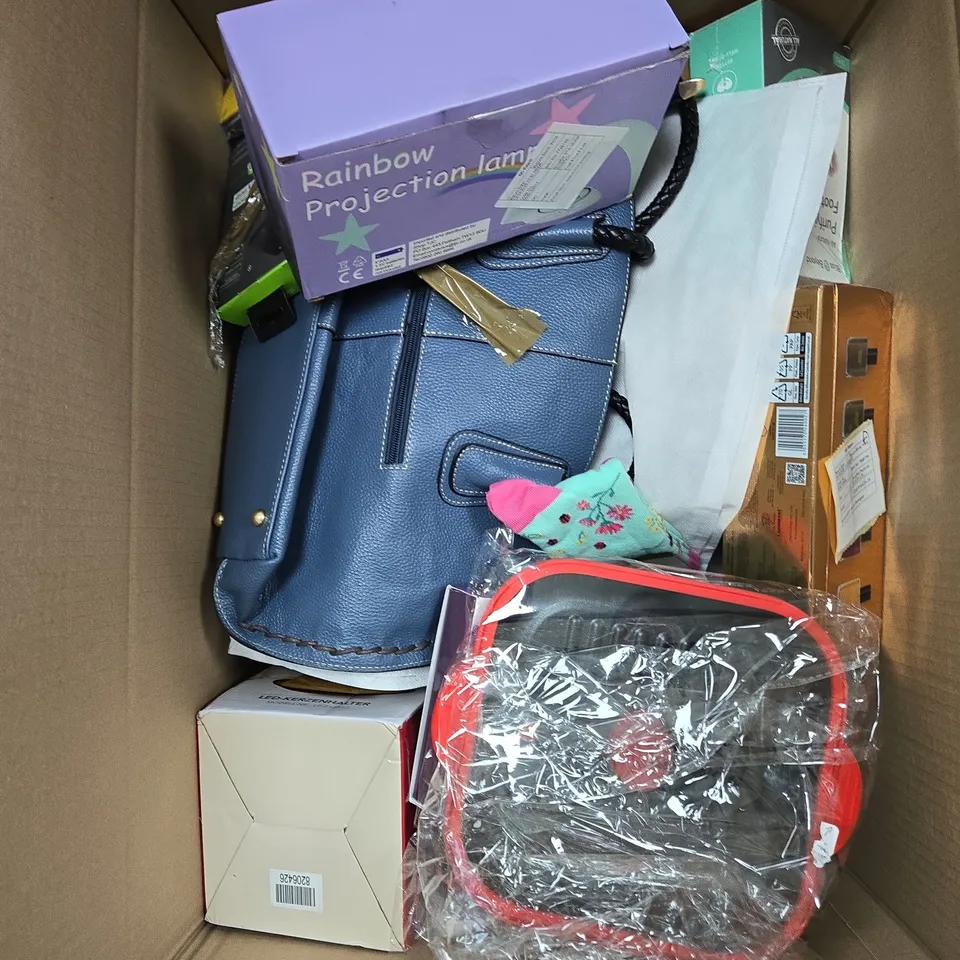 APPROXIMATELY 15 ASSORTED HOUSEHOLD PRODUCTS TO INCLUDE FOOT PATCH, STORAGE BAG, PROJECTION LAMP ETC