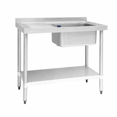 BOXED VOGUE - SINGLE SINK LEFT HAND DRAINER IN SILVER - STAINLESS STEEL - 1000MM