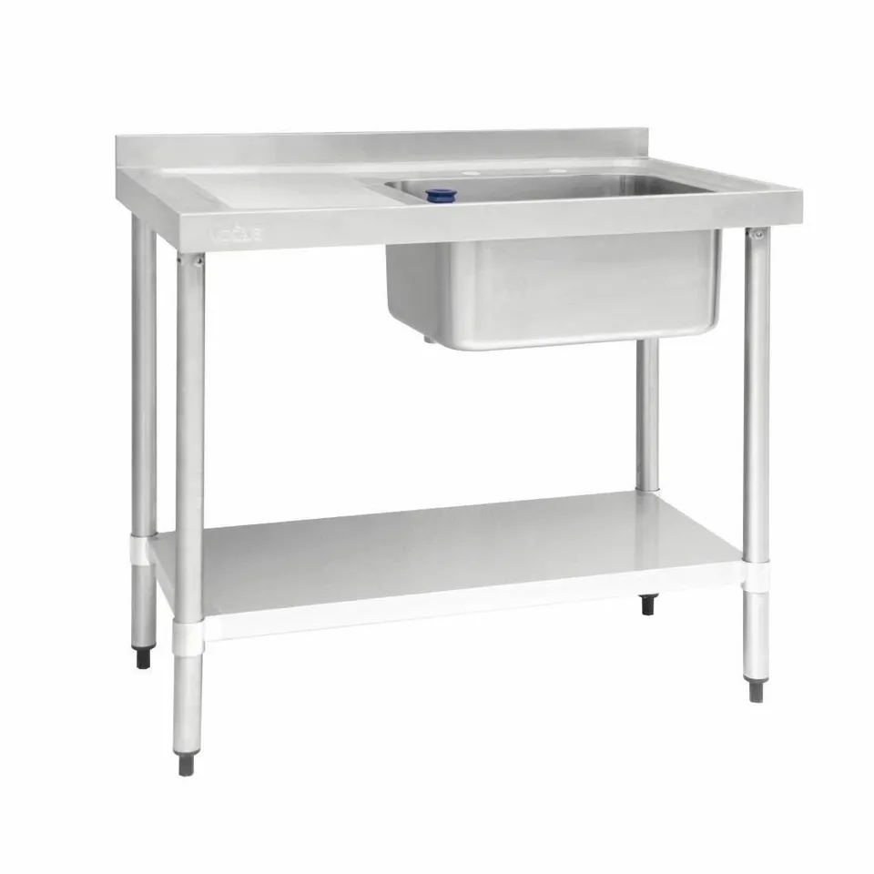 BOXED VOGUE - SINGLE SINK LEFT HAND DRAINER IN SILVER - STAINLESS STEEL - 1000MM