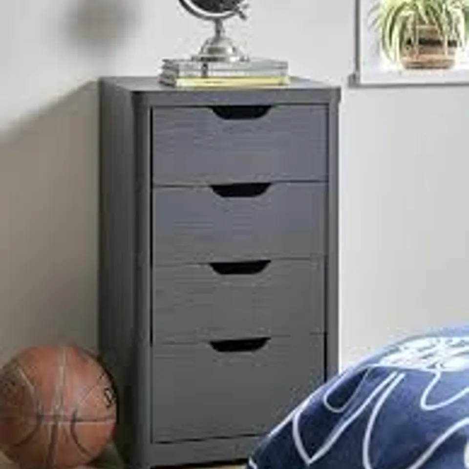 ASPEN CHILDREN'S SLIM 4 DRAWER CHEST - DARK GREY