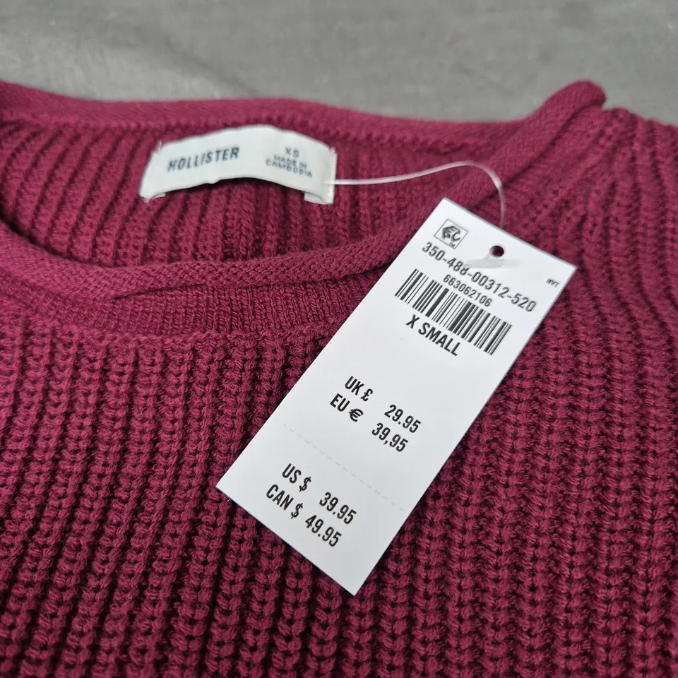 HOLLISTER WOMEN'S KNIT SWEATER – BURGUNDY, SIZE XS
