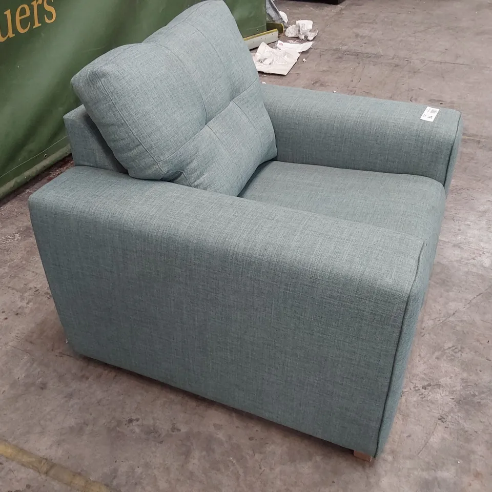 QUALITY DESIGNER EASY CHAIR DUCK EGG BLUE FABRIC