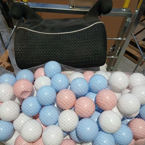 CAGE OF ASSORTED PRODUCTS TO INCLUDE; CAR SEAT, FIRE WOOD, TELESCOPIC WALKING STICK AND TABLE LAMP