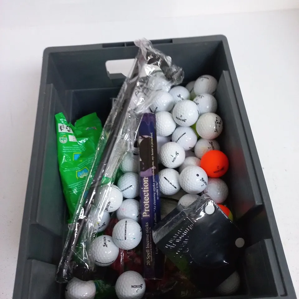 TOTE OF APPROXIMATELY 12 ASSORTED ITEMS TO INCLUDE: ASSORTED GOLD BALLS 