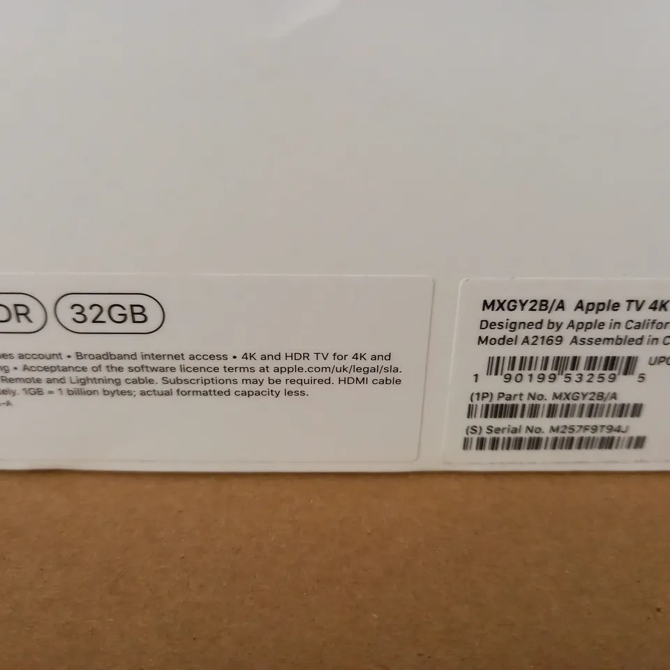 BOXED APPLE TV 4K HDR 32GB BOX - MXGY2B/A