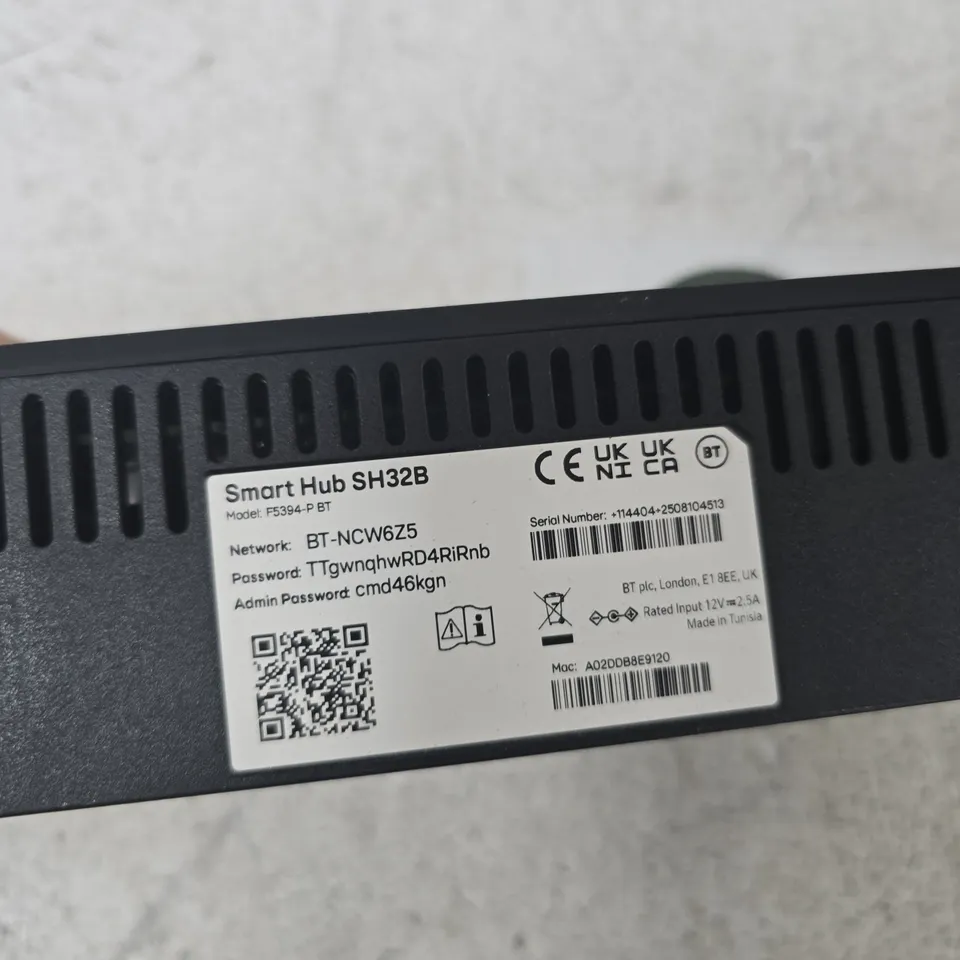 BT SMART HUB SH32B WIRELESS ROUTER – MODEL F5394-P BT