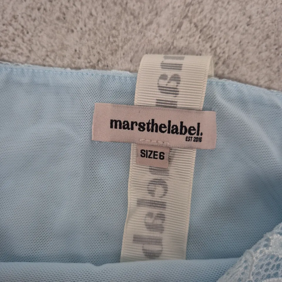 MARS THE LABEL CINCHED LACE CORSET MINI SET – BLUE, UK 6