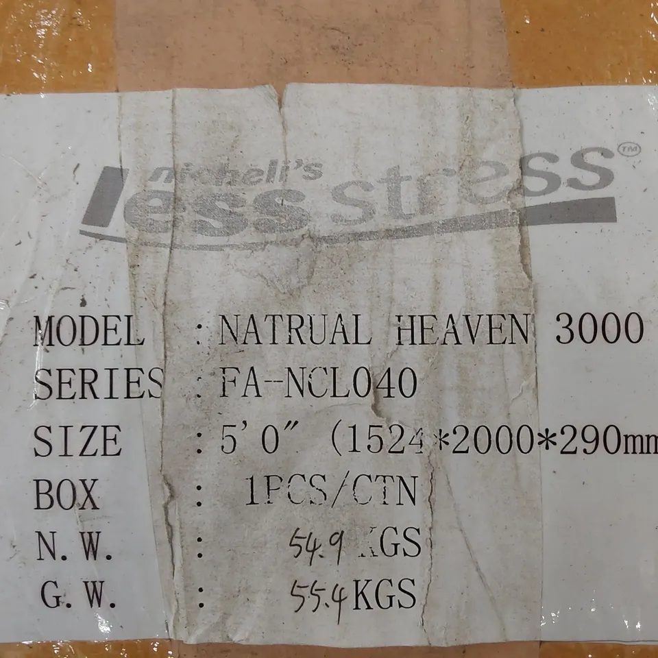 QUALITY BAGGED & ROLLED NICHELIS LESS STRESS NATURAL HAVEN 3000 KINGSIZE 5' MATTRESS 