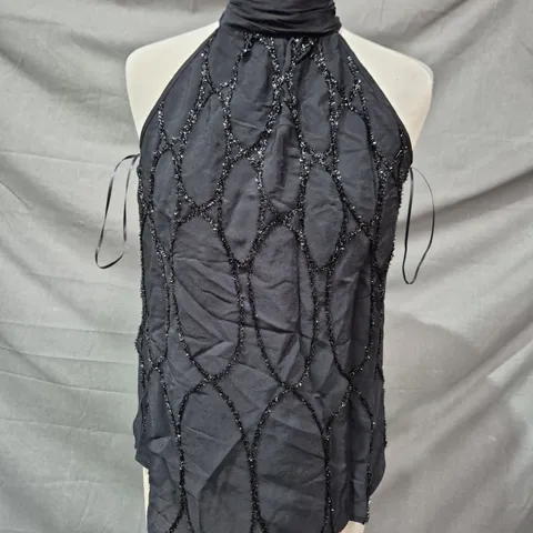 MINT VELVET BLACK METALLIC DETAIL TOP – XSML
