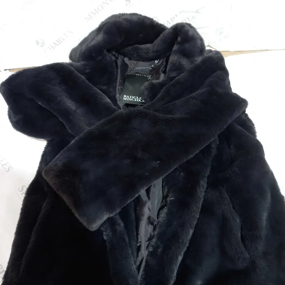 BADGLEY MISCHKA LUR LUNED COAT CHARCOAL SIZE L