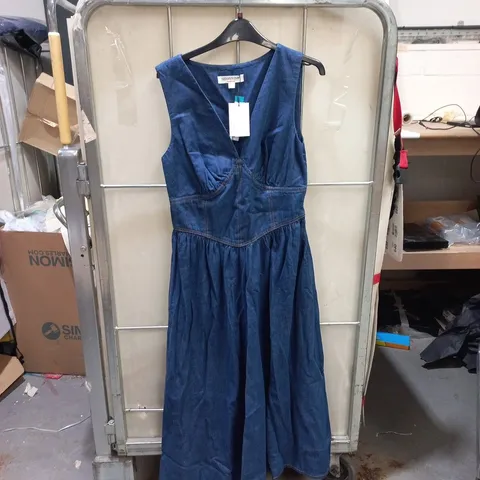 NOBODY'S CHILD DENIM MIDI DRESS – BLUE, UK 10 (EU 38, USA 6)