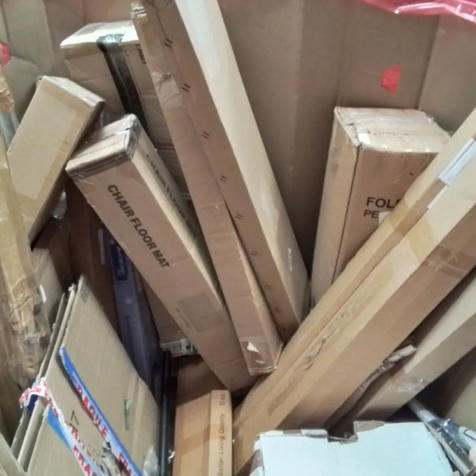PALLET CONTAINING VARIOUS ASSORTED BOXED HOUSEHOLD ITEMS TO INCLUDE: CAT HAMMOCK, BED RAIL, INSECT KILLERS, FAN, SPRINKLER AND LOTS MORE UNMARKED BOXED ITEMS 