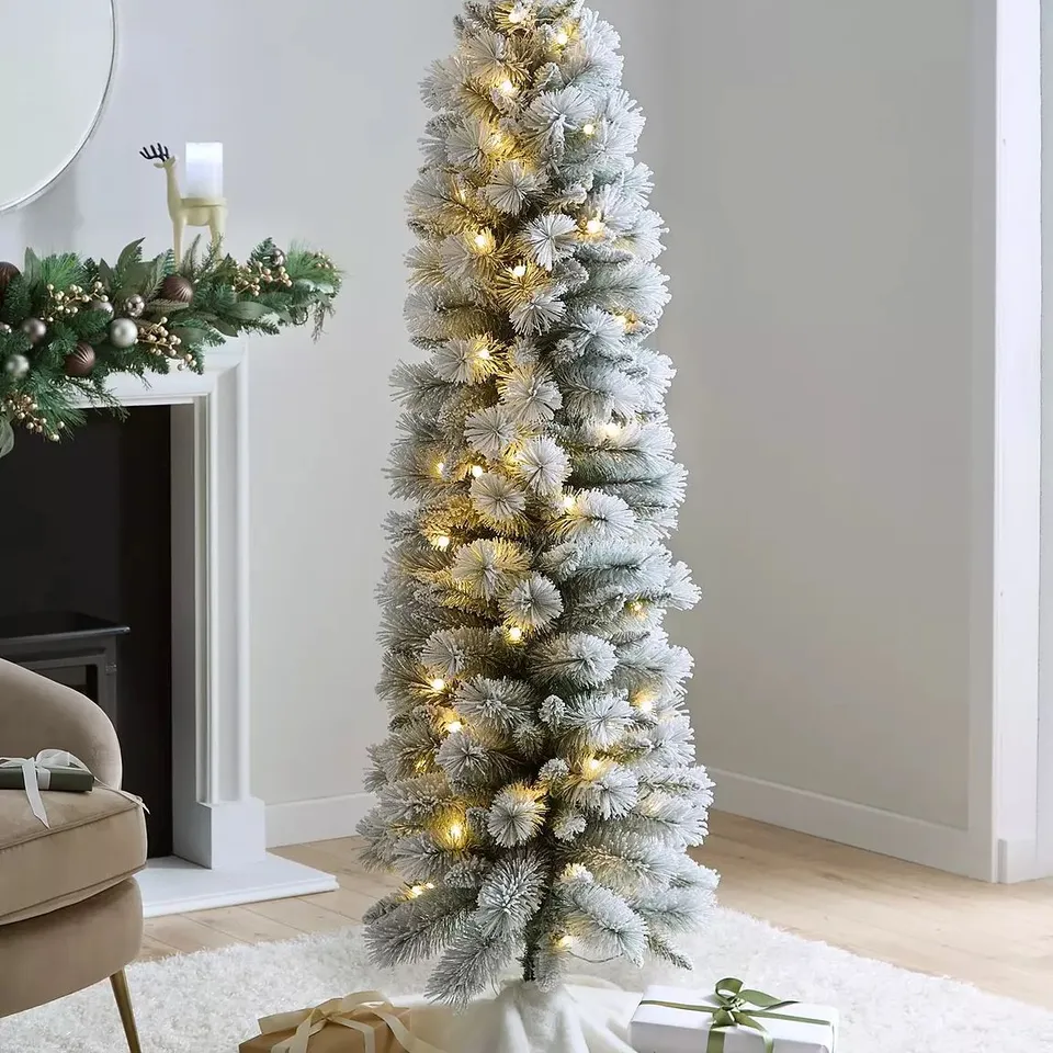 BOXED PRELIT FLOCKED PENCIL TREE - COLLECTION ONLY