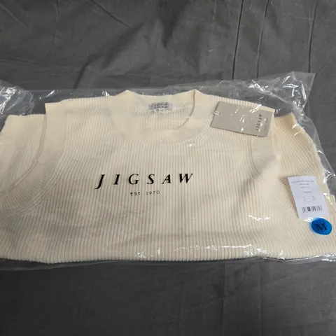 JIGSAW COTTON BLEND CREW TANK IVORY - MEDIUM 