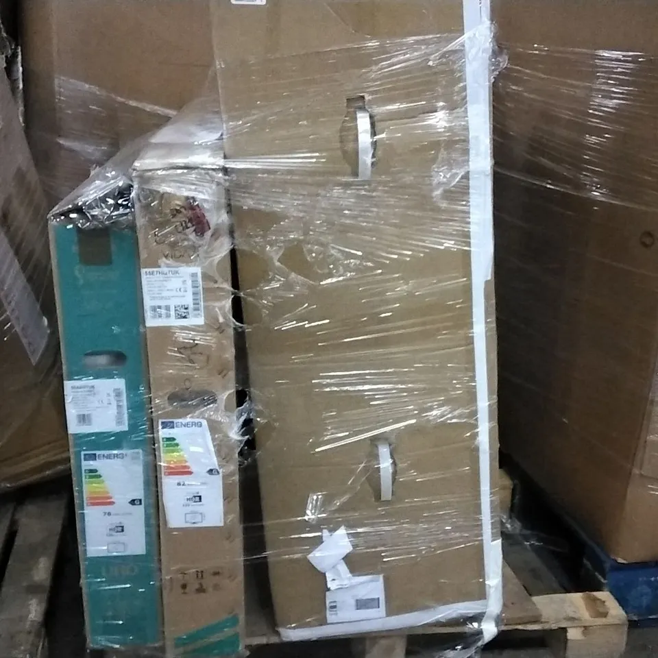 PALLET OF ASSORTED ITEMS INCLUDING 126CM LED BACK-LIGHT TV, 139CM LED BACK-LIGHT TV, JM CHRISTMAS TREE 7FT 