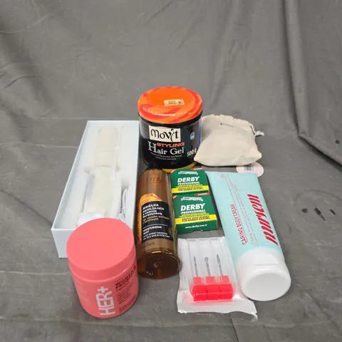 APPROXIMATEY 20 HEALTH AND BEAUTY PRODUCTS TO INCLUDE - HAIR GEL, BODY CREAMS AND SINGLE EDGE BLADES