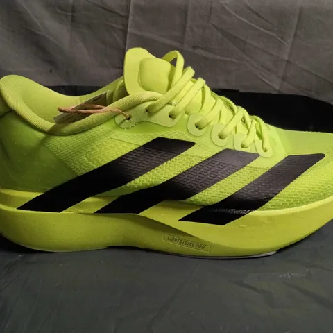 UNBOXED PAIR OF ADIDAS ADIZERO RUNNING SHOES – NEON YELLOW/BLACK - UK SIZE 10