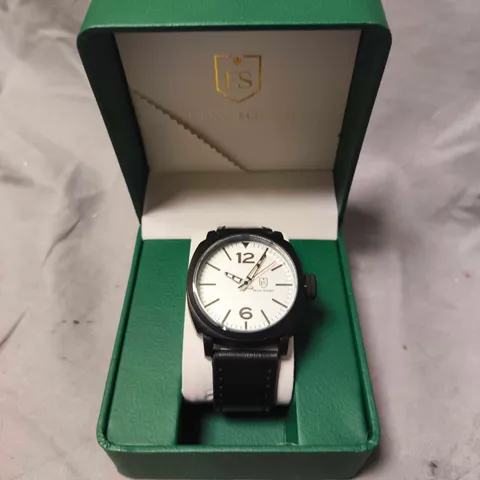 FRANK SCHMIDT WHITE DIAL LEATHER STRAP WATCH